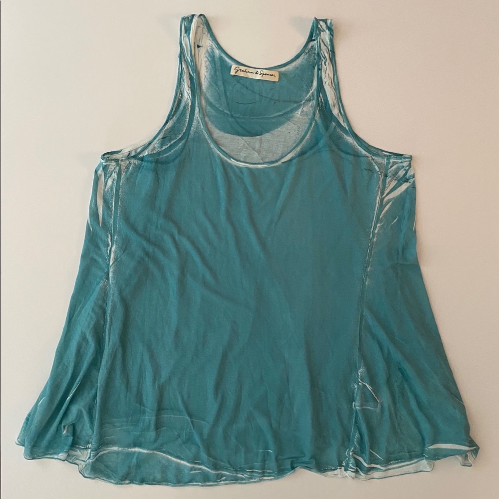 Graham & Spencer loose aqua cotton top